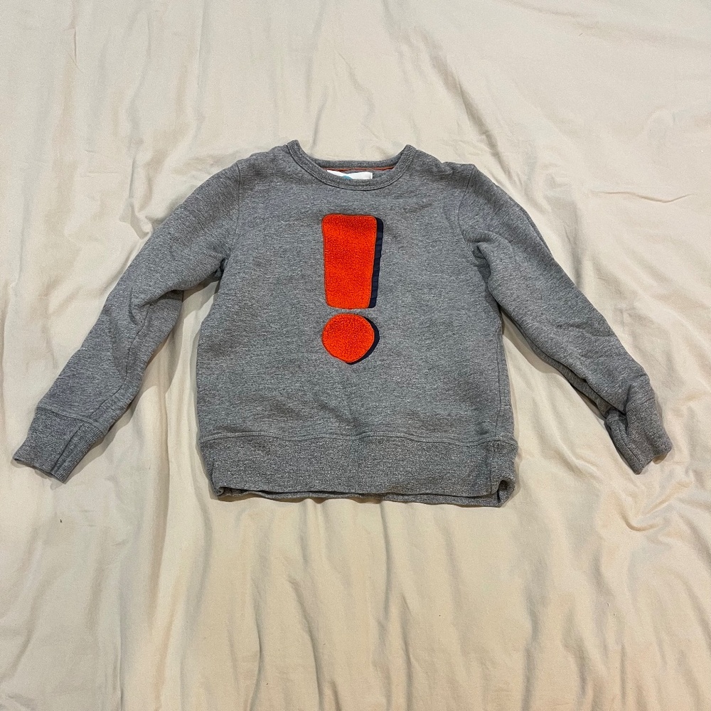 Gray Exclamation Crewneck 11-12 Y